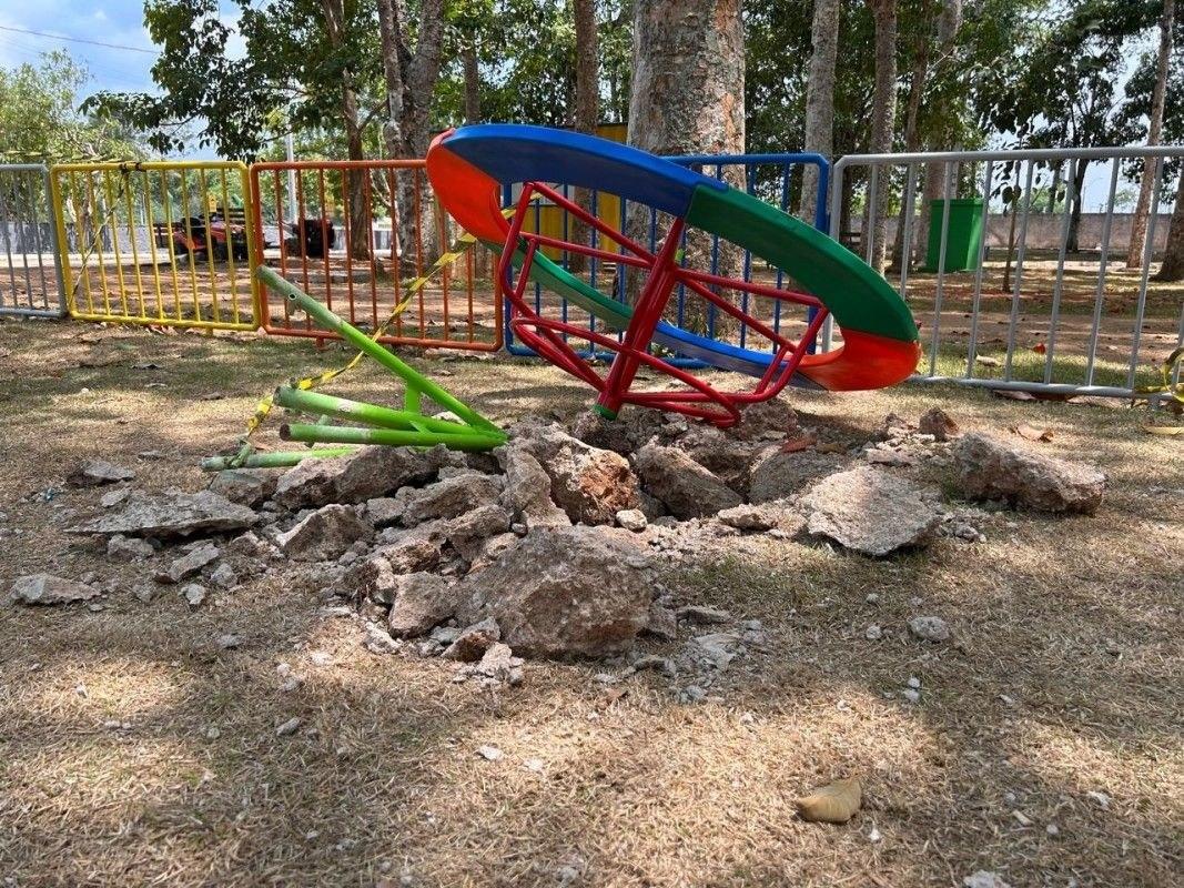 Parque Circuito sofre vandalismo poucos dias após revitalização e apresenta brinquedos danificados e banheiros pichados